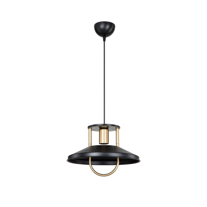 GLOBOSTAR® BILLA 203-0042 Vintage Κρεμαστό Φωτιστικό Οροφής με Ντουί 1 x E27 AC 220-240V IP20 - Μαύρο & Χρυσό - M30.5 x Π30.5 x Υ20cm
