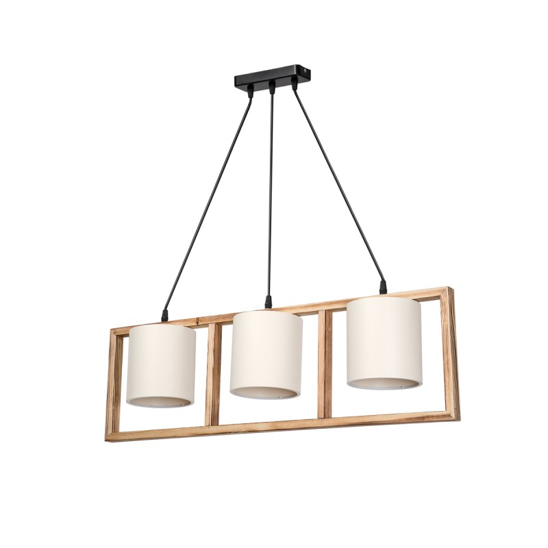 GLOBOSTAR® CUP 203-0051 Vintage Κρεμαστό Φωτιστικό Οροφής με Ντουί 3 x E27 AC 220-240V IP20 - Μπεζ & Λευκό - Μ80 x Π14 x Υ24cm