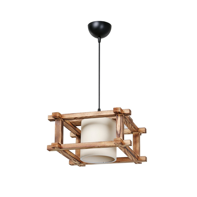 GLOBOSTAR® CUP 203-0053 Vintage Κρεμαστό Φωτιστικό Οροφής με Ντουί 1 x E27 AC 220-240V IP20 - Μπεζ & Λευκό - Μ32 x Π32 x Υ20cm