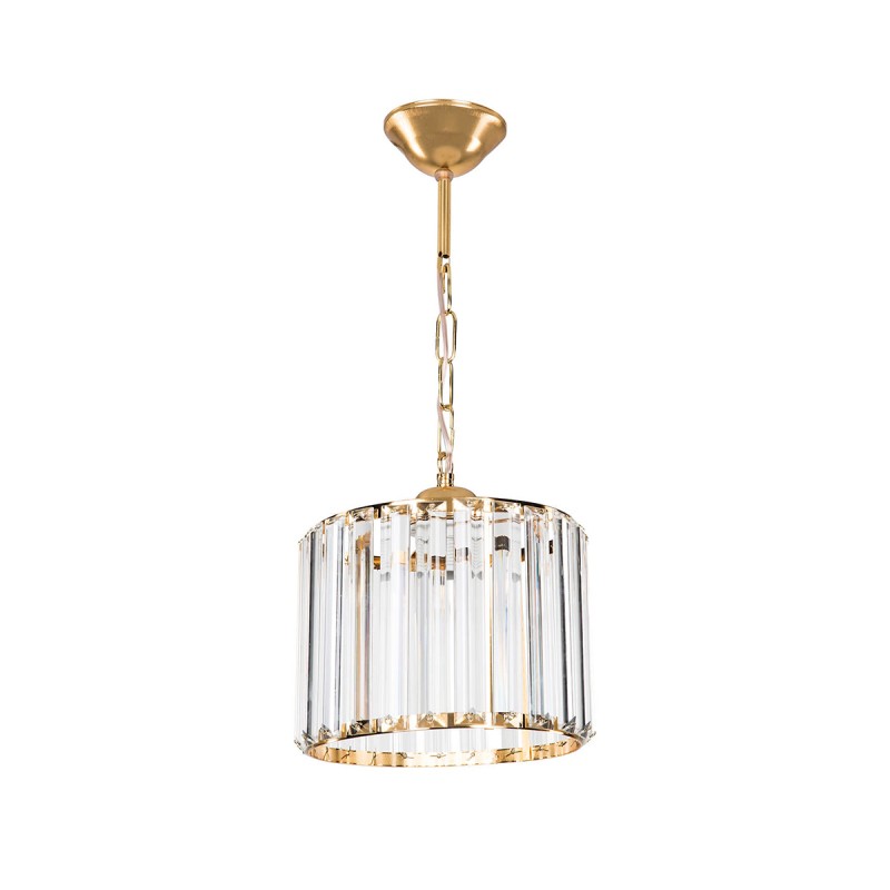 GLOBOSTAR® GLAMOROUS 203-0093 Κλασικό Κρεμαστό Φωτιστικό Οροφής με Ντουί 1 x E27 AC 220-240V IP20 - Χρυσό & Διάφανο - Μ19 x Π19 x Υ16.5cm