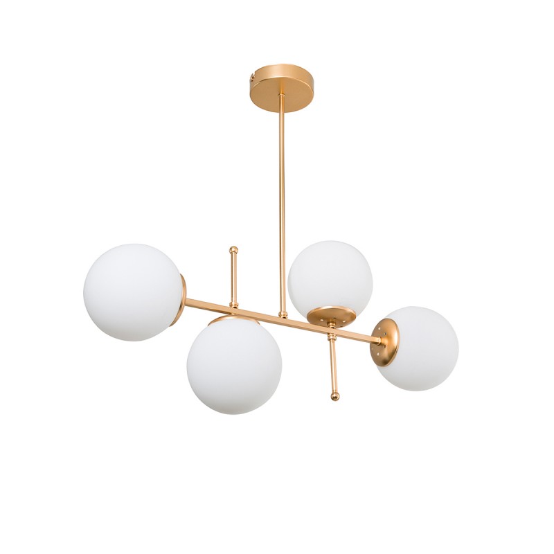 GLOBOSTAR® GLOBUS 203-0105 Μοντέρνο Φωτιστικό Οροφής με Ντουί 4 x E27 AC 220-240V IP20 - Λευκό & Χρυσό - Μ70 x Π15 x Υ34cm