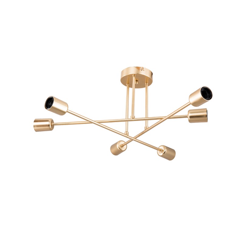 GLOBOSTAR® SPIDI 203-0114 Μοντέρνο Φωτιστικό Οροφής με Ντουί 6 x E27 AC 220-240V IP20 - Χρυσό - Μ61 x Π61 x Υ25cm