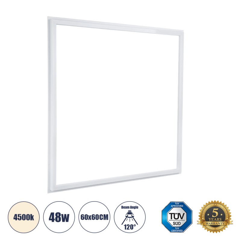 GLOBOSTAR® FRAMELIN 60369 Χωνευτό Panel Οροφής 60x60 LED 48W 5520lm 120° CRI≥85Ra UGR<19 AC 220-240V IP20 Φυσικό Λευκό 4500K - Lumileds SMD Chip & TÜV SÜD Driver - Λευκό Γαλακτερό - Μ60 x Π60 x Υ1.5cm / Q56 x 56cm - 5 Χρόνια Εγγύηση