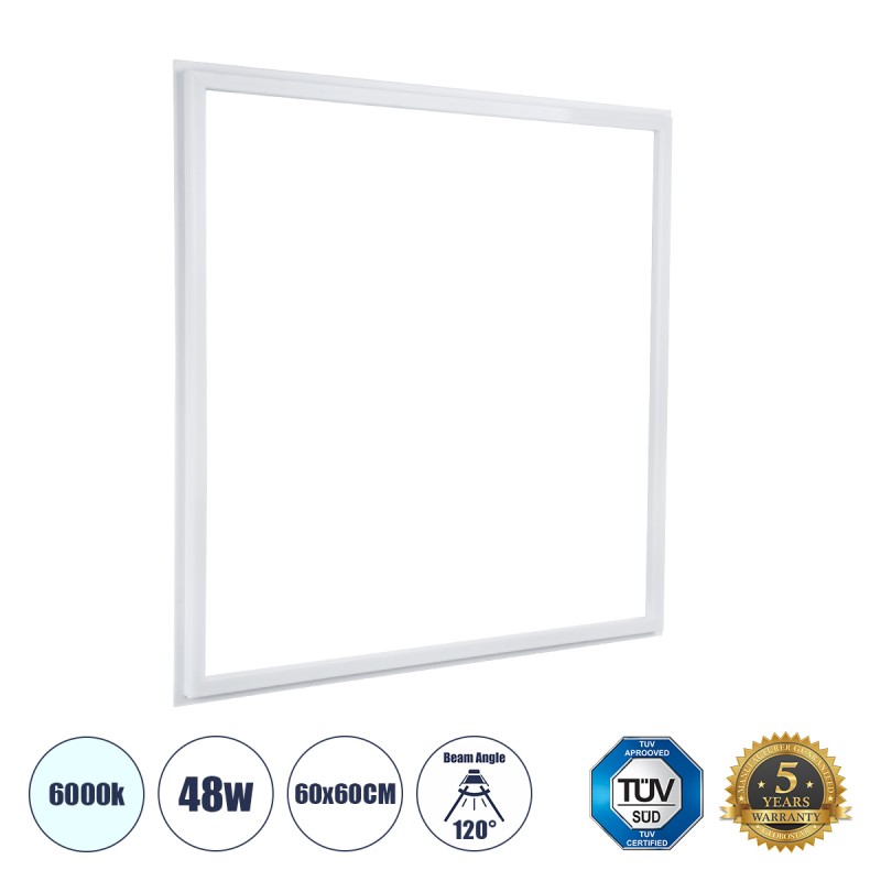 GLOBOSTAR® FRAMELIN 60368 Χωνευτό Panel Οροφής 60x60 LED 48W 5760lm 120° CRI≥85Ra UGR<19 AC 220-240V IP20 Ψυχρό Λευκό 6000K - Lumileds SMD Chip & TÜV SÜD Driver - Λευκό Γαλακτερό - Μ60 x Π60 x Υ1.5cm / Q56 x 56cm - 5 Χρόνια Εγγύηση