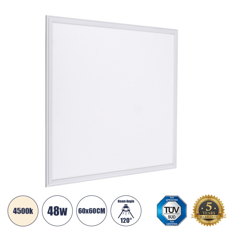 GLOBOSTAR® PANELETI 60210 Χωνευτό Panel Οροφής 60x60 LED 48W 4560lm 120° UGR<19 AC 220-240V IP20 Φυσικό Λευκό 4500K - Lumileds SMD Chip & TÜV SÜD Driver - Λευκό Γαλακτερό - Μ60 x Π60 x Υ1.5cm / Q56 x 56cm - 5 Χρόνια Εγγύηση