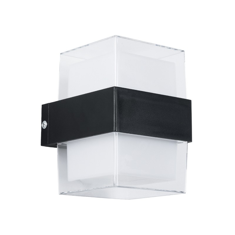 GLOBOSTAR® EMPIRE 60779 Μοντέρνο Φωτιστικό Τοίχου - Απλίκα LED 10W 1050lm 120° AC 220-240V Αδιάβροχο IP65 Θερμό Λευκό 2700K - Bridgelux SMD Chip & TÜV SÜD Driver - Διάφανο & Μαύρο Ματ - Μ10.5 x Π9 x Υ13cm - 3 Χρόνια Εγγύηση