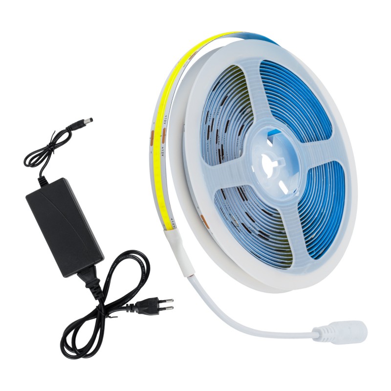 GLOBOSTAR® COBWAVE 70417 Σετ Ταινίας με Τροφοδοτικό LED 48W 5280lm 120° AC 220-240V IP20 1540 x COB Chip Ψυχρό Λευκό 6000K - Sanan COB Chip - Μ500 x Π1 x Υ0.2cm - Ρολό 5 Μέτρων - 2 Χρόνια Εγγύηση