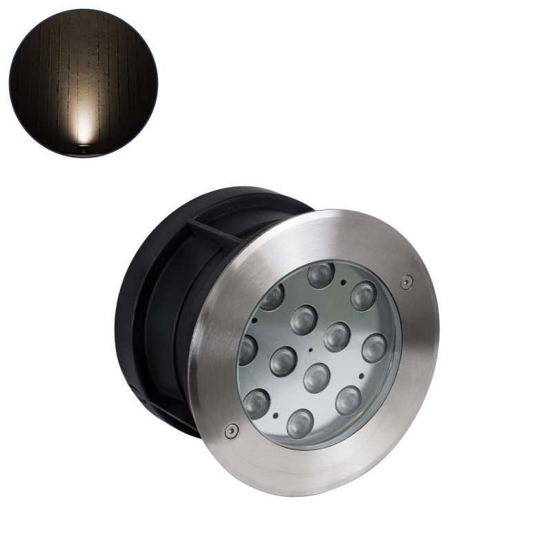 GLOBOSTAR® UNDERWATERTUNI 90420 Υποβρύχιο Χωνευτό Σποτ για Σιντριβάνια/Πισίνες LED 12W 1080lm 30° DC 24V Αδιάβροχο IP68 Θερμό Λευκό 2700K Dimmable - Bridgelux SMD Chip - Ανοξείδωτο Ατσάλι 304 - Μ18 x Π18 x Υ11cm / Q17.5cm - 3 Χρόνια Εγγύηση
