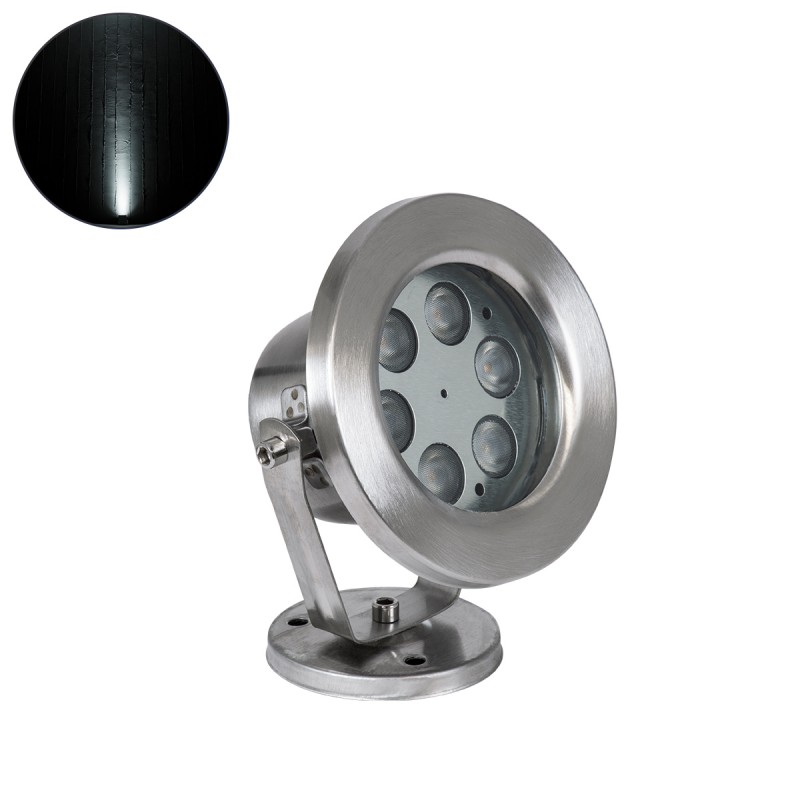 GLOBOSTAR® UNDERWATER-DEDY 90427 Υποβρύχιο Επιφανειακό Σποτ για Σιντριβάνια/Πισίνες LED 6W 600lm 30° DC 24V Αδιάβροχο IP68 Ψυχρό Λευκό 6000K Dimmable - Ανοξείδωτο Ατσάλι 304 - Μ12 x Π7.5 x Υ14.5cm - 3 Χρόνια Εγγύηση