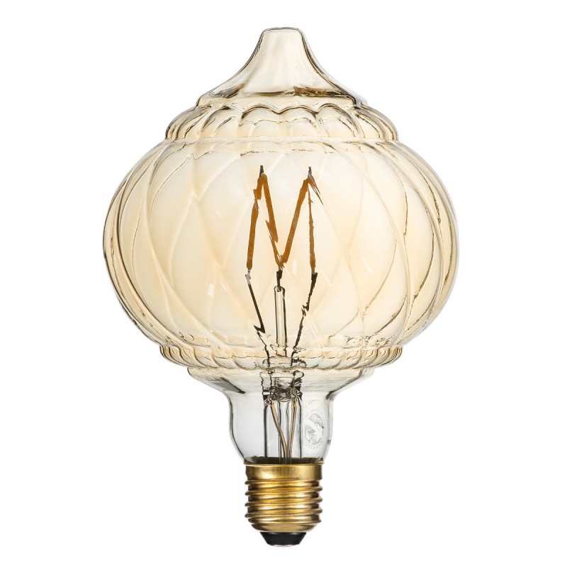 GLOBOSTAR® ACORN 99163 Λάμπα E27 A120 LED 4W 350lm 360° AC 220-240V IP20 Ultra Θερμό Λευκό 2200K Dimmable - Zig Long Filament Chip - Μελί - Μ12 x Π12 x Υ17cm - 3 Χρόνια Εγγύηση