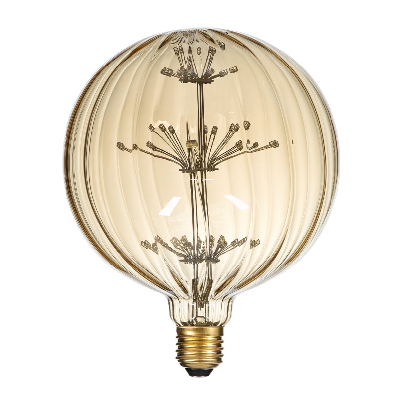 GLOBOSTAR® PUMPKIN 99211 Λάμπα E27 G150 LED 1.6W 140lm 360° AC 220-240V IP20 Ultra Θερμό Λευκό 2200K - Diode HP Filament Chip - Μελί - Μ15 x Π15 x Υ19cm - 3 Χρόνια Εγγύηση