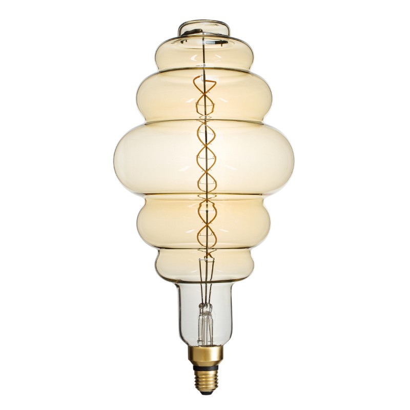 GLOBOSTAR® GRAPES 99172 Λάμπα E27 BH200 LED 8W 560lm 360° AC 220-240V IP20 Ultra Θερμό Λευκό 2200K Dimmable - Soft S Spiral Filament Chip - Μελί - Μ20 x Π20 x Υ41cm - 3 Χρόνια Εγγύηση