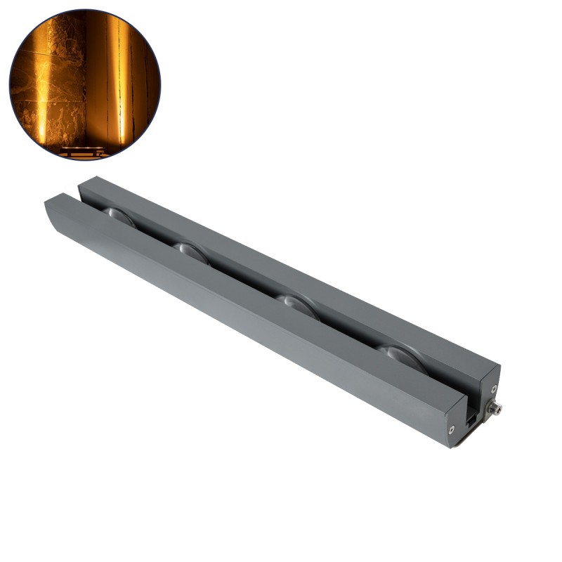 GLOBOSTAR® WINDOWARTE 90722 Φωτιστικό Ανάδειξης Παραθύρων LED 36W 3060lm 8°x180° DC 24V Αδιάβροχο IP67 Ultra Θερμό Λευκό 2200K Dimmable - CREE XPE Chip - Γκρι Ανθρακί - Μ25 x Π7 x Υ4.5cm - 3 Χρόνια Εγγύηση