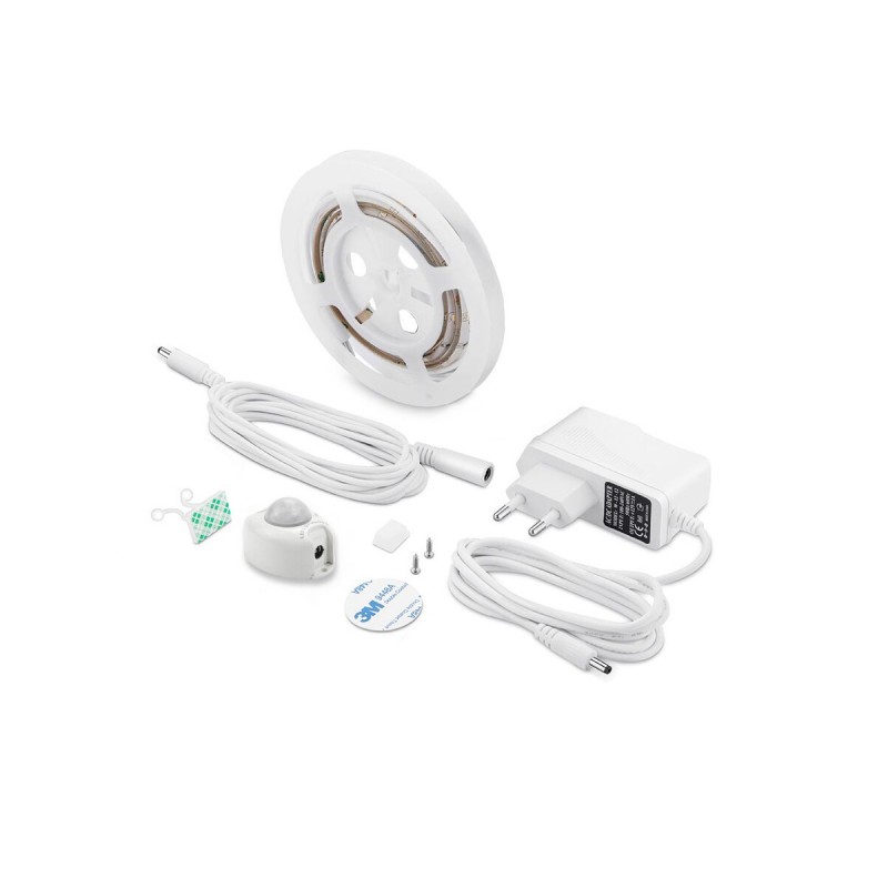 GLOBOSTAR® NIGHTSTEP 70400 Σετ Ταινίας με Αισθητήρα Κίνησης-Ημέρας-Νύχτας & Τροφοδοτικό LED 3W 300lm 120° AC 220-240V Αδιάβροχο IP65 36 x SMD2835 Φυσικό Λευκό 4500K - Sanan SMD Chip - Μ120 x Π0.8 x Υ0.2cm - 2 Χρόνια Εγγύηση