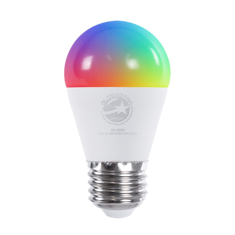 GLOBOSTAR® SMARTME 60489 Λάμπα E27 G45 Smart Home WiFi με Λειτουργία μέσω Tuya APP LED 5.5W 550lm 260° AC 220-240V IP20 Πολύχρωμο RGBW+WW Dimmable - Bridgelux Chip - Μ4.5 x Π4.5 x Υ8.8cm - 3 Χρόνια Εγγύηση