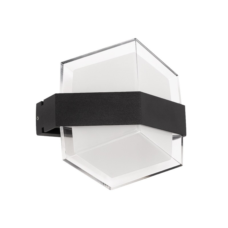 GLOBOSTAR® EMPIRE 60780 Μοντέρνο Φωτιστικό Τοίχου - Απλίκα LED 12W 1260lm 120° AC 220-240V Αδιάβροχο IP65 Φυσικό Λευκό 4500K - Bridgelux SMD Chip & TÜV SÜD Driver - Μαύρο Ματ - Μ18.5 x Π10 x Υ17.5cm - 3 Χρόνια Εγγύηση