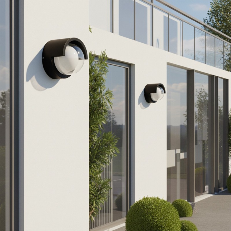 kelvo® NEXA KLV-101-0251 Φωτιστικό Τοίχου / Απλίκα LED 6W 480lm 180° AC 220-240V Αδιάβροχο IP65 Ultra Θερμό Λευκό 1800K - Sanan SMD Chip & TÜV SÜD Driver - Μαύρο Ματ - Μ11 x Π9 x Υ11cm - 5 Χρόνια Εγγύηση