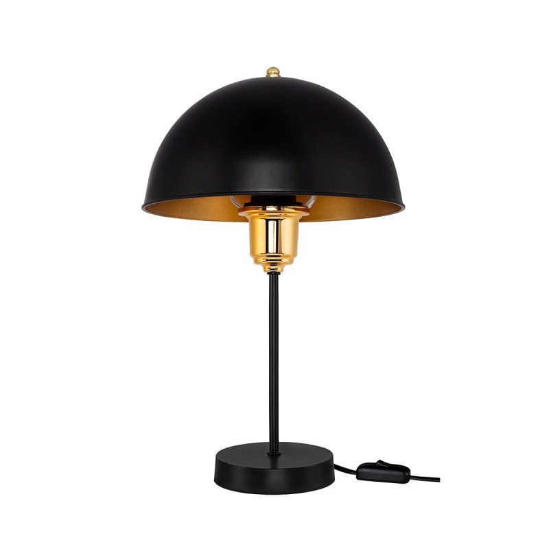 GLOBOSTAR® GAZETA 203-0299 Μοντέρνο Επιτραπέζιο Φωτιστικό Πορτατίφ με Ντουί 1 x E27 AC 220-240V IP20 - Μαύρο & Μπρονζέ - Μ25 x Π25 x Υ39cm