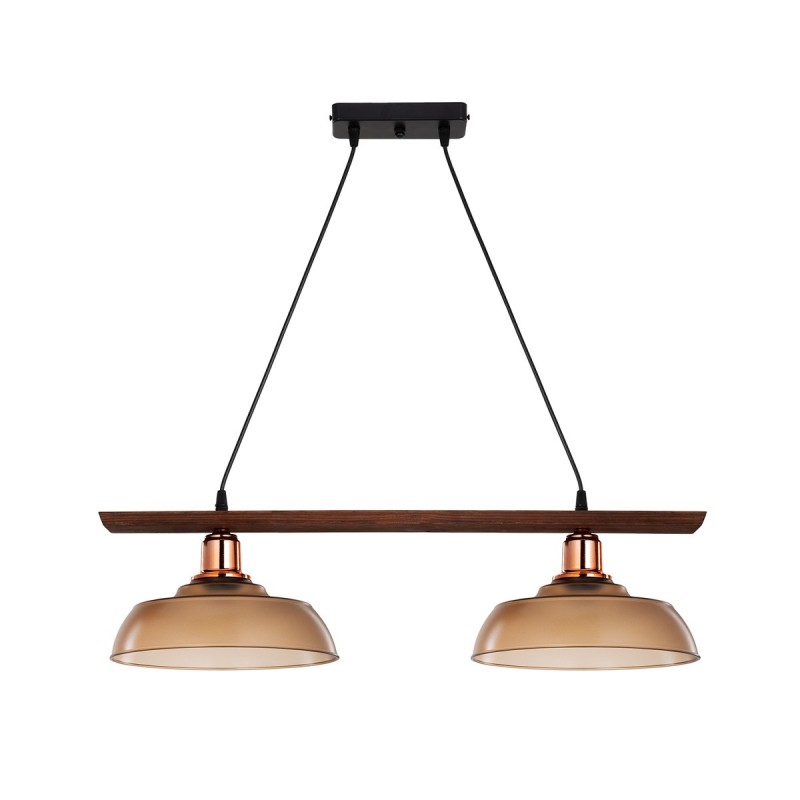 GLOBOSTAR® LOAN 203-0288 Μοντέρνο Κρεμαστό Φωτιστικό Οροφής με Ντουί 2 x E27 AC 220-240V IP20 - Καφέ & Μπρονζέ - Μ70 x Π25.5 x Υ19cm