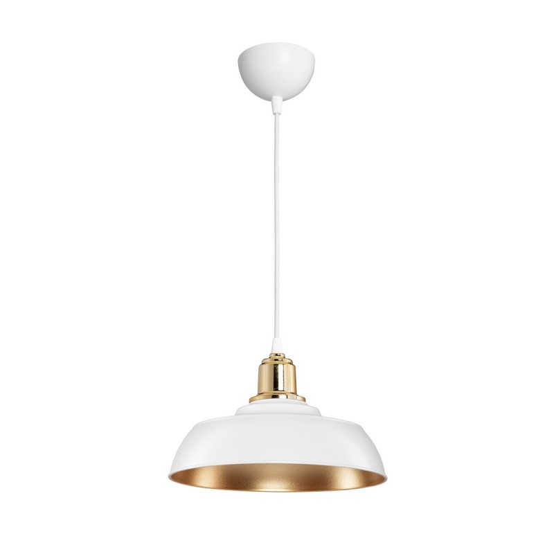 GLOBOSTAR® LOAN 203-0283 Μοντέρνο Κρεμαστό Φωτιστικό Οροφής με Ντουί 1 x E27 AC 220-240V IP20 - Λευκό & Χρυσό  - Μ25.5 x Π25.5 x Υ17cm