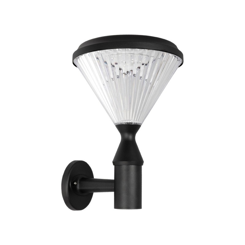 GLOBOSTAR® SOLARTIS 90527 Μοντέρνο Φωτιστικό Τοίχου - Απλίκα LED 10W 1000lm 180° με Ενσωματωμένο Φωτοβολταϊκό Panel 6V 5W & Επαναφορτιζόμενη Μπαταρία Li-ion 3.2V 6000mAh με Αισθητήρα Ημέρας-Νύχτας Αδιάβροχο IP65 Ψυχρό Λευκό 6000K - Sanan SMD Chip - Μαύρο