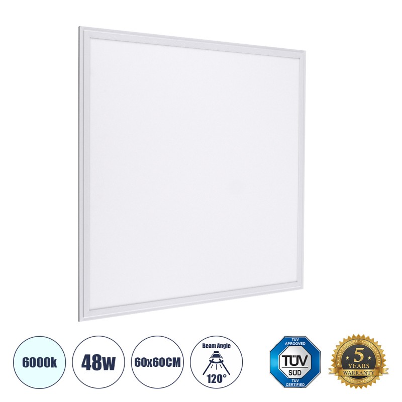 GLOBOSTAR® PANELETI 60209 Χωνευτό Panel Οροφής 60x60 LED 48W 4800lm 120° UGR<19 AC 220-240V IP20 Ψυχρό Λευκό 6000K - Lumileds SMD Chip & TÜV SÜD Driver - Λευκό Γαλακτερό - Μ60 x Π60 x Υ1.5cm / Q56 x 56cm - 5 Χρόνια Εγγύηση
