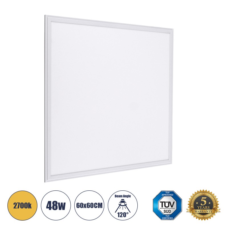 GLOBOSTAR® PANELETI 60211 Χωνευτό Panel Οροφής 60x60 LED 48W 4320lm 120° UGR<19 AC 220-240V IP20 Θερμό Λευκό 2700K - Lumileds SMD Chip & TÜV SÜD Driver - Λευκό Γαλακτερό - Μ60 x Π60 x Υ1.5cm / Q56 x 56cm - 5 Χρόνια Εγγύηση