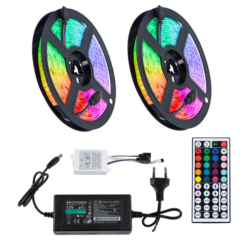 GLOBOSTAR® CHROMAWAVE 70418 Σετ Ταινίας με IR Ασύρματο Χειριστήριο & Τροφοδοτικό LED 72W 4320lm 120° AC 220-240V Αδιάβροχο IP65 300 x SMD5050 Chip Πολύχρωμο RGB Dimmable - Sanan SMD Chip - Μ1000 x Π1 x Υ0.3cm - Δύο Ρολά 5 Μέτρων - 2 Χρόνια Εγγύηση