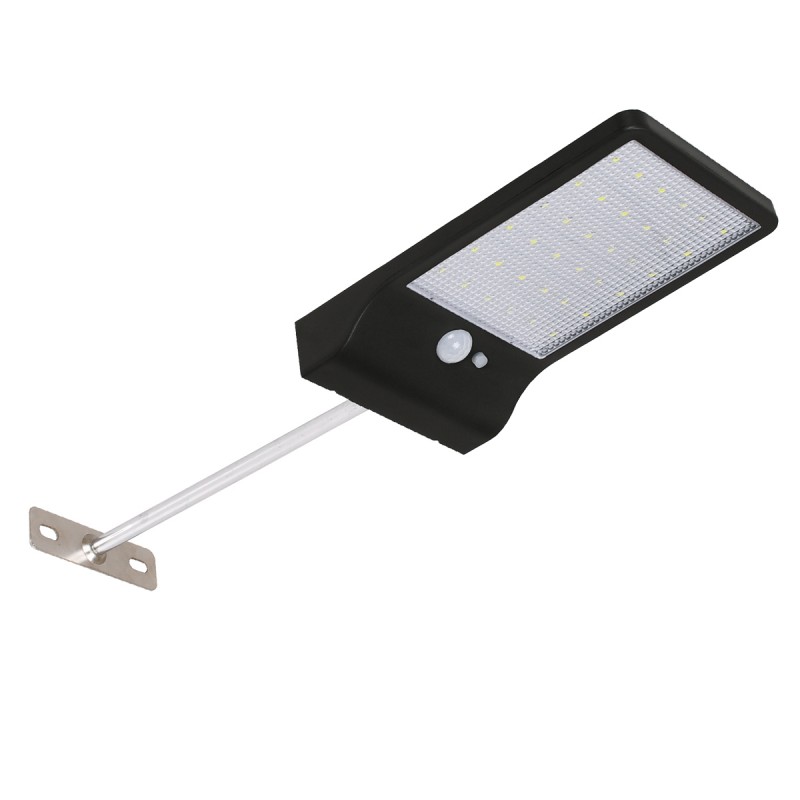 GLOBOSTAR® RASOL 71469 Προβολέας με Ανιχνευτή PIR / Αισθητήρα Κίνησης LED 4W 200lm 120° DC 5V με Φωτοβολταϊκό Panel 5V 0.3W & Επαναφορτιζόμενη Μπαταρία Li-ion 3.2V 2200mAh Αδιάβροχο IP65 Ψυχρό Λευκό 6000K - Sanan SMD Chip - Μαύρο - Μ18.5 x Π11 x Υ3cm - 2