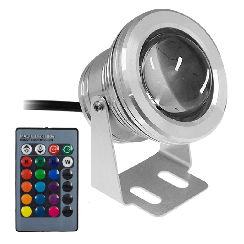 GLOBOSTAR® TREECOBINI 75592 Φωτιστικό Σποτ για Φυτά - Δέντρα με IR Ασύρματο Χειριστήριο LED 10W 500lm 35° DC 12V Αδιάβροχο IP67 Πολύχρωμο RGB Dimmable - Bridgelux COB Chip - Νίκελ Βούρτσας - Μ7 x Π10.5 x Υ8.5cm - 2 Χρόνια Εγγύηση