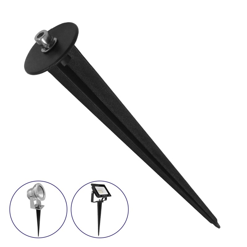 GLOBOSTAR® GARDENBASE 75593 Καρφωτή Βάση για Φωτιστικά & Προβολάκια Κήπου - Μαύρο - Μ2.4 x Π2.4 x Υ16cm