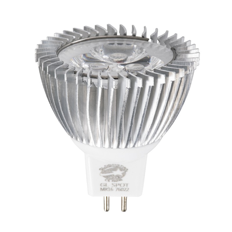 GLOBOSTAR® TRIBOO 76022 Σποτ GU5.3 MR16 LED 3W 260lm 30° DC 12V IP20 Θερμό Λευκό 2700K - Μ5 x Π5 x Υ5.2cm - 3 Χρόνια Εγγύηση