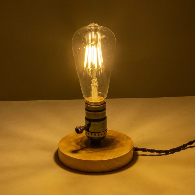 GLOBOSTAR® NOX 77700 Μοντέρνο Επιτραπέζιο Φωτιστικό Πορτατίφ με Ντουί 1 x E27 AC 220-240V IP20 - Μπεζ & Μαύρο - Μ12 x Π12 x Υ9cm