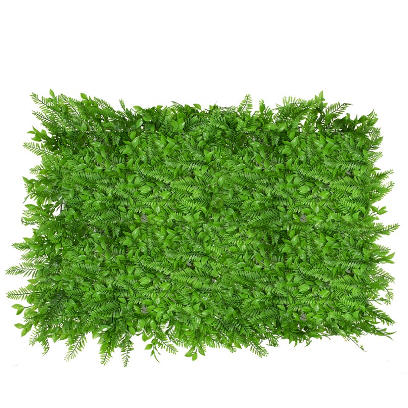 GLOBOSTAR® FERN 78422 Τεχνητό Πάνελ Φυλλωσιάς / Κάθετος Κήπος Βασιλική Φτέρη & Ίληξ - Πράσινο - Μ60 x Π9 x Υ40cm