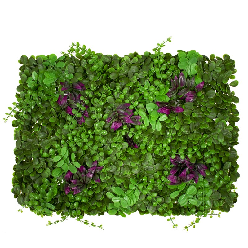 GloboStar® 78423 Artificial - Συνθετικό Τεχνητό Διακοσμητικό Πάνελ Φυλλωσιάς - Κάθετος Κήπος Ζεβρίνα - Τριφύλλι - Πεπερόμια Πράσινο - Φούξια Μ60 x Υ40 x Π7cm