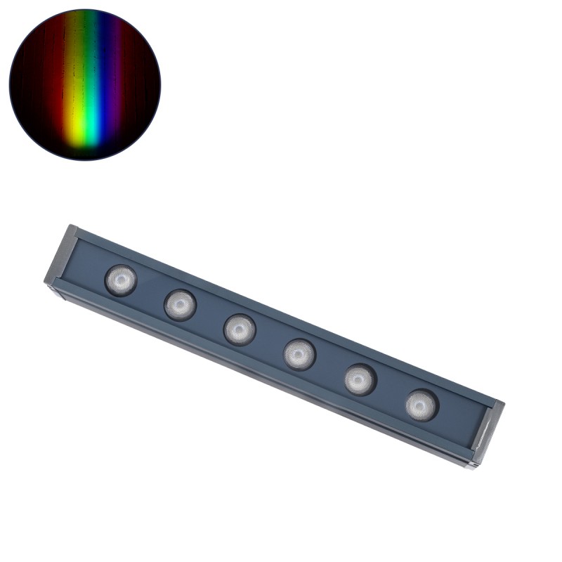 GLOBOSTAR® WASHERMARGO 90184 Μπάρα Φωτισμού Wall Washer LED 6W 510lm 30° DC 24V Αδιάβροχο IP65 Πολύχρωμο RGBW Dimmable DMX512 - Bridgelux SMD Chip - Γκρι Ανθρακί - Μ30 x Π4 x Υ5cm - 3 Χρόνια Εγγύηση