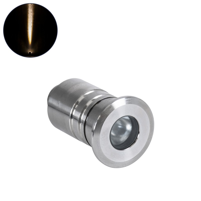 GLOBOSTAR® UNDERWATERDANI 90410 Υποβρύχιο Χωνευτό Σποτ για Σιντριβάνια/Πισίνες LED 1W 90lm 5° DC 24V Αδιάβροχο IP68 Θερμό Λευκό 2700K Dimmable - Bridgelux SMD Chip - Ανοξείδωτο Ατσάλι 304 - Μ3 x Π3 x Υ5cm / Q2.5cm - 3 Χρόνια Εγγύηση