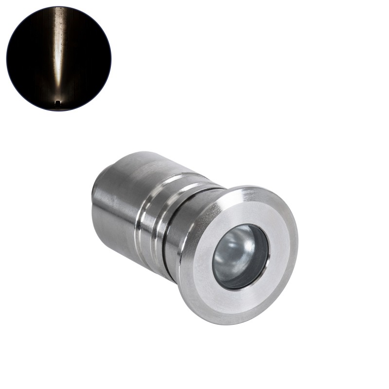 GLOBOSTAR® UNDERWATERDANI 90411 Υποβρύχιο Χωνευτό Σποτ για Σιντριβάνια/Πισίνες LED 1W 95lm 5° DC 24V Αδιάβροχο IP68 Φυσικό Λευκό 4500K Dimmable - Bridgelux SMD Chip - Ανοξείδωτο Ατσάλι 304 - Μ3 x Π3 x Υ5cm / Q2.5cm - 3 Χρόνια Εγγύηση