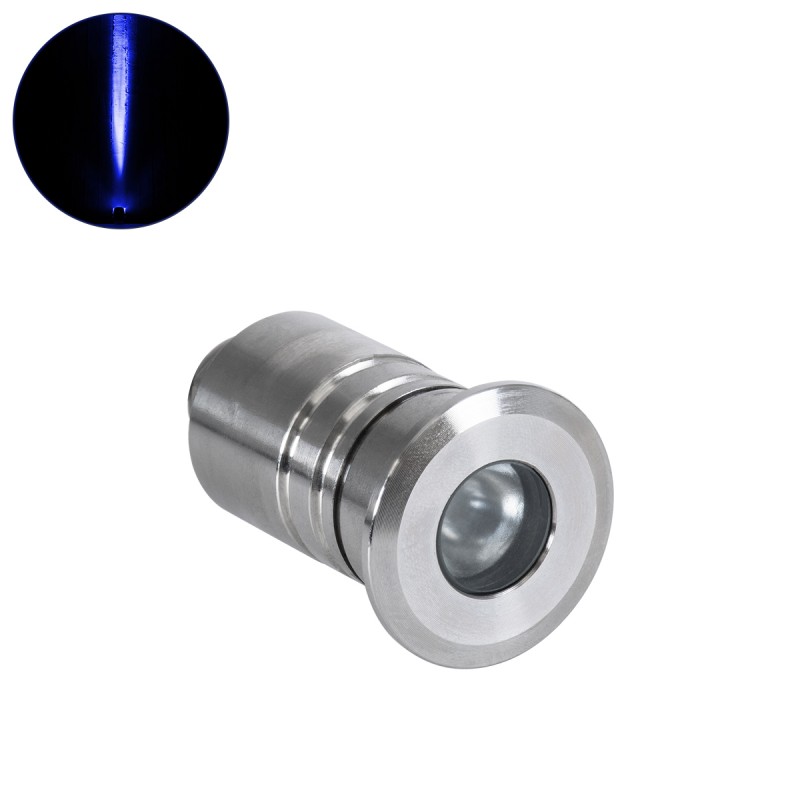 GLOBOSTAR® UNDERWATERDANI 90413 Υποβρύχιο Χωνευτό Σποτ για Σιντριβάνια/Πισίνες LED 1W 80lm 5° DC 24V Αδιάβροχο IP68 Μπλε Dimmable - Bridgelux SMD Chip - Ανοξείδωτο Ατσάλι 304 - Μ3 x Π3 x Υ5cm / Q2.5cm - 3 Χρόνια Εγγύηση
