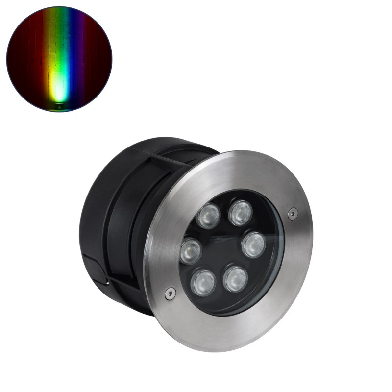 GLOBOSTAR® UNDERWATERYUNI 90419 Υποβρύχιο Χωνευτό Σποτ για Σιντριβάνια/Πισίνες LED 6W 600lm 30° DC 24V Αδιάβροχο IP68 Πολύχρωμο RGBW Dimmable DMX512 - Bridgelux SMD Chip - Ανοξείδωτο Ατσάλι 304 - Μ15 x Π15 x Υ10cm - Q14cm - 3 Χρόνια Εγγύηση