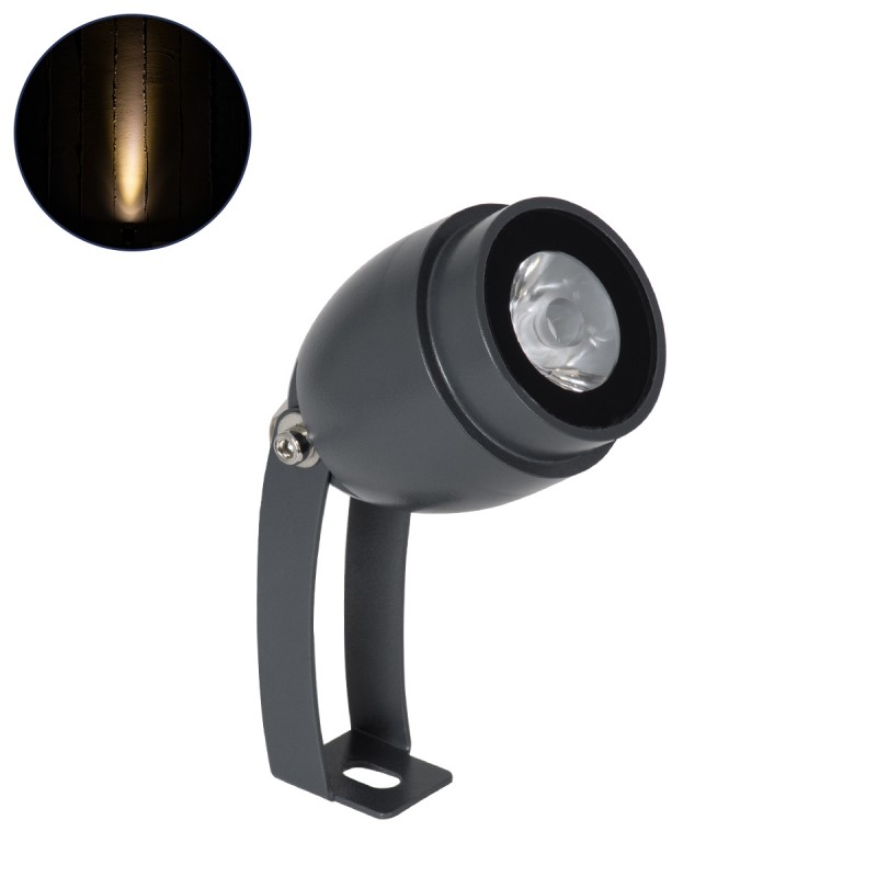 GLOBOSTAR® TREEGAL 90461 Φωτιστικό Σποτ για Φυτά - Δέντρα με Βάση Μπετού & Κορμού LED 3W 330lm 15° DC 24V Αδιάβροχο IP67 Θερμό Λευκό 2700K Dimmable - Bridgelux SMD Chip - Γκρι Ανθρακί - Μ5 x Π5 x Υ14.7cm - 3 Χρόνια Εγγύηση