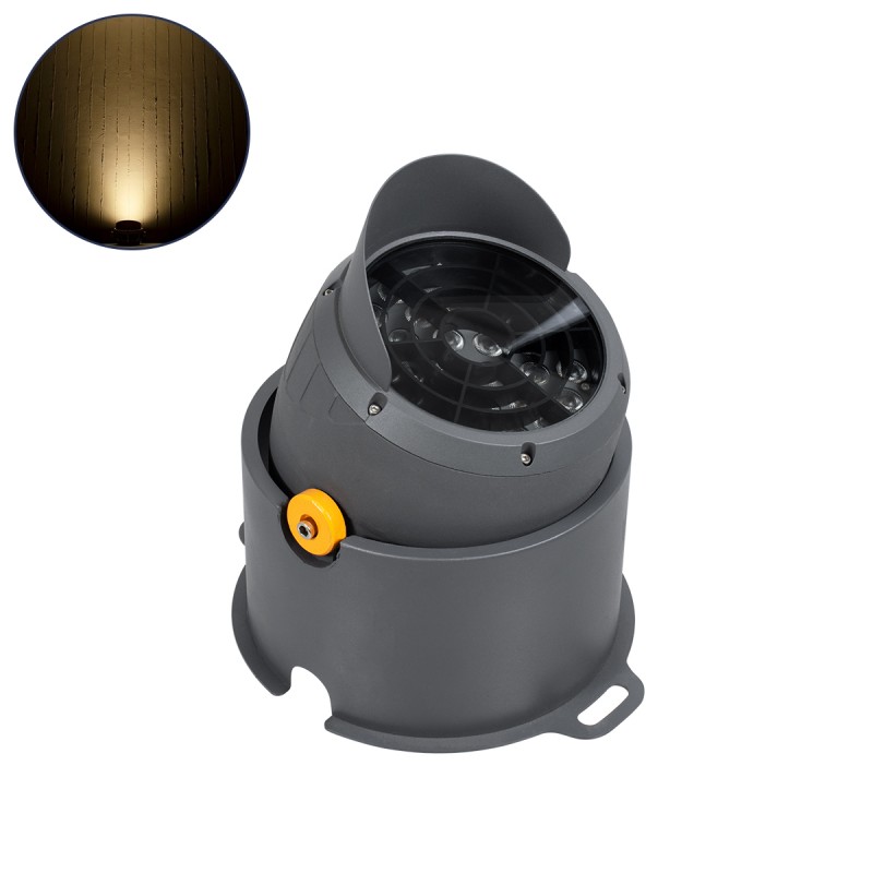 GLOBOSTAR® FLOODSIMA 90497 Κινούμενος Προβολέας Σποτ Wall Washer με Αντιθαμβωτική Γρίλια LED 60W 5400lm 30° DC 24V Αδιάβροχο IP67 Θερμό Λευκό 2700K Dimmable - Bridgelux SMD Chip - Γκρι Ανθρακί - Μ29 x Π24 x Υ28.5cm - 3 Χρόνια Εγγύηση