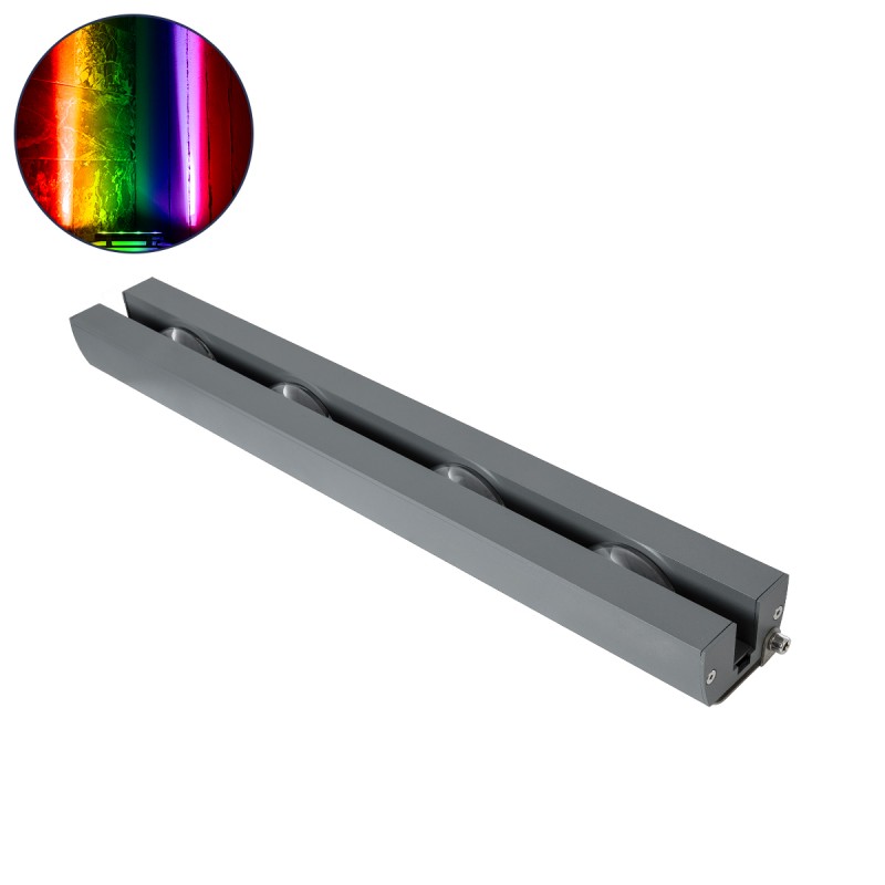 GLOBOSTAR® WINDOWARTE 90725 Φωτιστικό Ανάδειξης Παραθύρων LED 36W 2880lm 8°x180° DC 24V Αδιάβροχο IP67 Πολύχρωμο RGBW Dimmable DMX512 - CREE XPE Chip - Γκρι Ανθρακί - Μ50 x Π7 x Υ4.5cm - 3 Χρόνια Εγγύηση