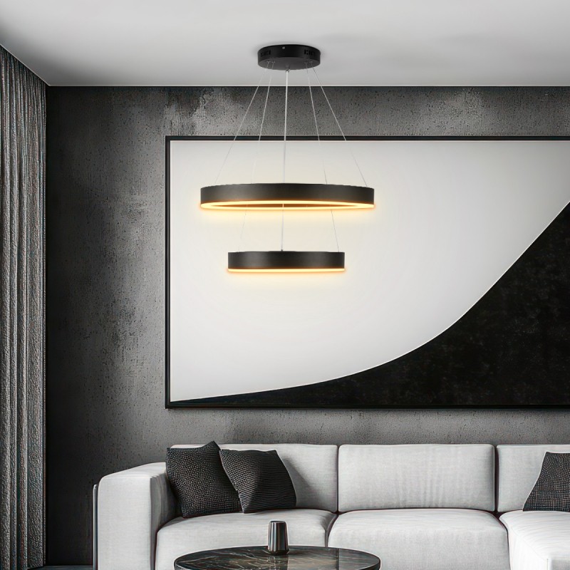 kelvo® VENOM KLV-101-0196 Κρεμαστό Φωτιστικό Οροφής LED 75W 7500lm 120° AC 220-240V IP20 Ρυθμιζόμενο Λευκό CCT με Χειριστήριο από 2700K έως 6000K Dimmable - Lumileds SMD Chip - Μαύρο Ματ - Μ60 x Π60 x Υ40cm - 3 Χρόνια Εγγύηση