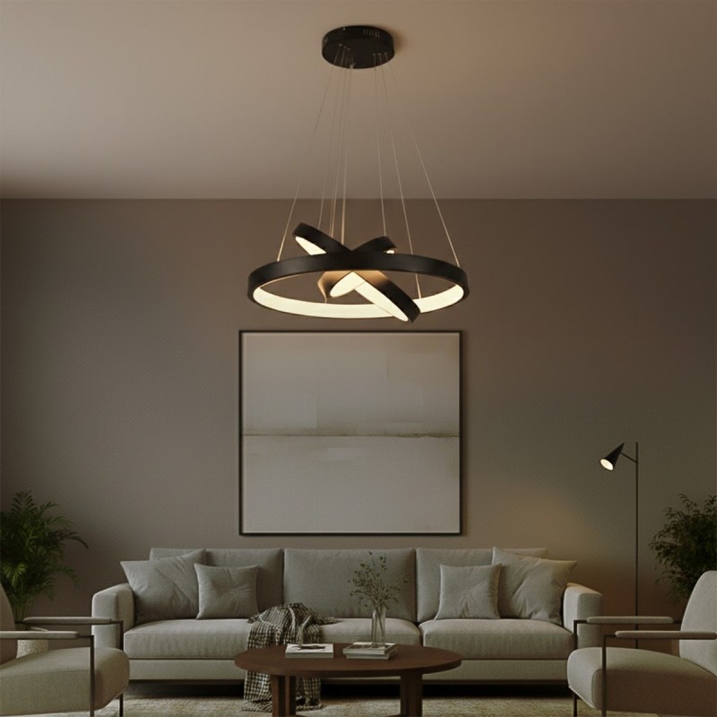 kelvo® NEMESIS KLV-101-0217-V2 Κρεμαστό Φωτιστικό Οροφής LED 100W 10000lm 180° AC 220-240V IP20 Ρυθμιζόμενο Λευκό CCT με Χειριστήριο από 2700K έως 6000K Dimmable - Lumileds SMD Chip - Μαύρο Ματ - Μ60 x Π60 x Υ60cm - 3 Χρόνια Εγγύηση