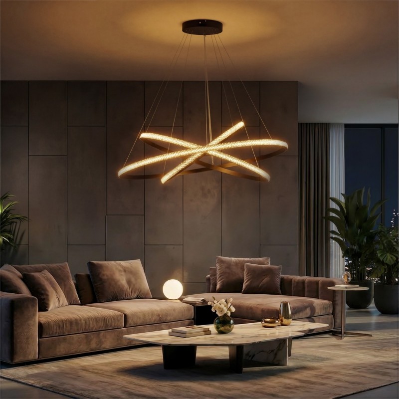 kelvo® DIAMOND KLV-101-0241-V2 Κρεμαστό Φωτιστικό Οροφής LED 150W 15000lm 180° AC 220-240V IP20 Ρυθμιζόμενο Λευκό CCT με Χειριστήριο από 2700K έως 6000K Dimmable - Lumileds SMD Chip - Μαύρο Ματ - Μ100 x Π100 x Υ100cm - 3 Χρόνια Εγγύηση