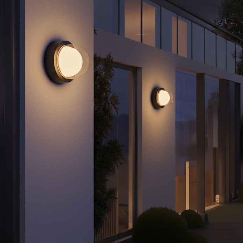 kelvo® NEXA KLV-101-0248 Φωτιστικό Τοίχου / Απλίκα LED 6W 600lm 180° AC 220-240V Αδιάβροχο IP65 Θερμό Λευκό 2700K - Sanan SMD Chip & TÜV SÜD Driver - Μαύρο Ματ - Μ11 x Π8.5 x Υ11cm - 5 Χρόνια Εγγύηση