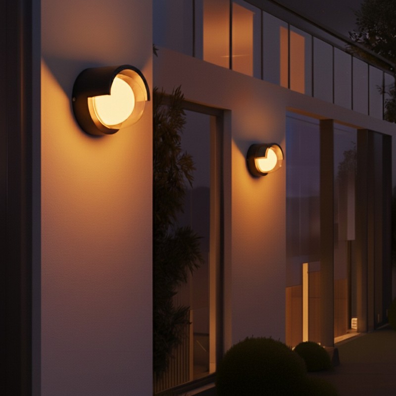 kelvo® NEXA KLV-101-0251 Φωτιστικό Τοίχου / Απλίκα LED 6W 480lm 180° AC 220-240V Αδιάβροχο IP65 Ultra Θερμό Λευκό 1800K - Sanan SMD Chip & TÜV SÜD Driver - Μαύρο Ματ - Μ11 x Π9 x Υ11cm - 5 Χρόνια Εγγύηση