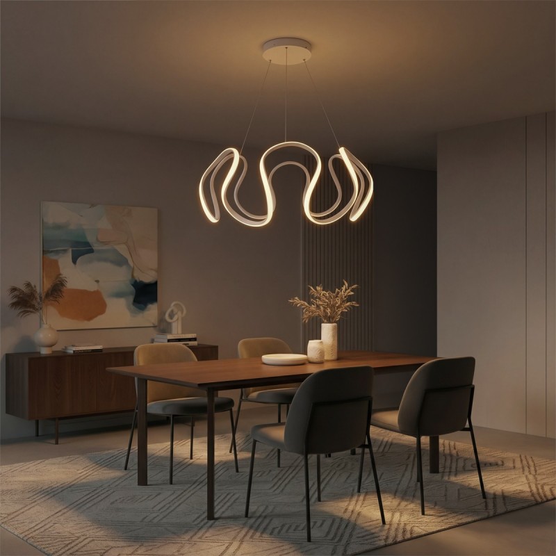 kelvo® TARANTULA KLV-101-0270 Κρεμαστό Φωτιστικό Οροφής LED 120W 12000lm 360° AC 220-240V IP20 Ρυθμιζόμενο Λευκό CCT με Χειριστήριο από 2700K έως 6000K Dimmable - Lumileds SMD Chip - Λευκό Ματ - Μ78 x Π78 x Υ31.5cm - 3 Χρόνια Εγγύηση