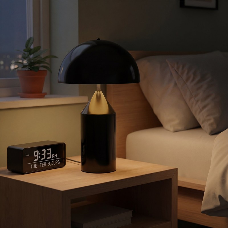 kelvo® URANUS KLV-101-0371 Επιτραπέζιο Φωτιστικό Πορτατίφ για 2 Λάμπες με Ντουί E27 AC 220-240V IP20 - Μαύρο Ματ - Μ35 x Π35 x Υ54cm